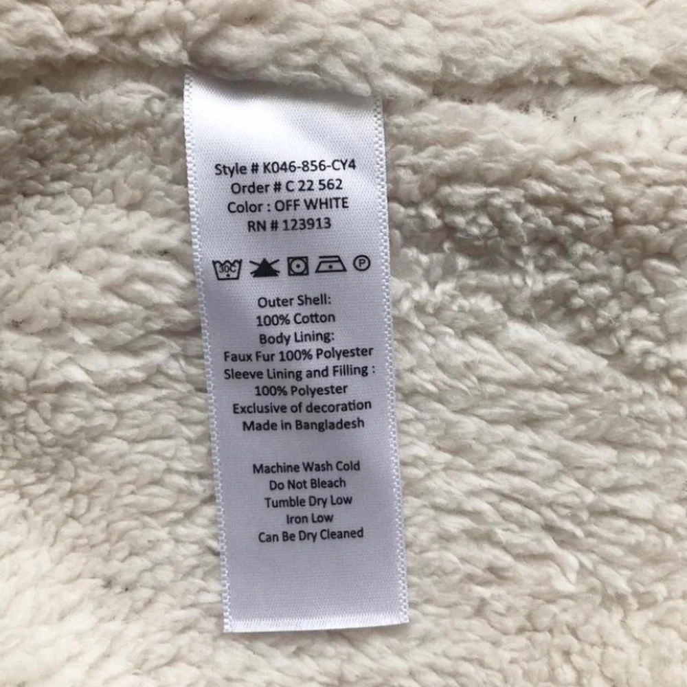 Jachs New York Men’s Cotton Blend Sherpa Lined Shirt Jacket Off White Size XL